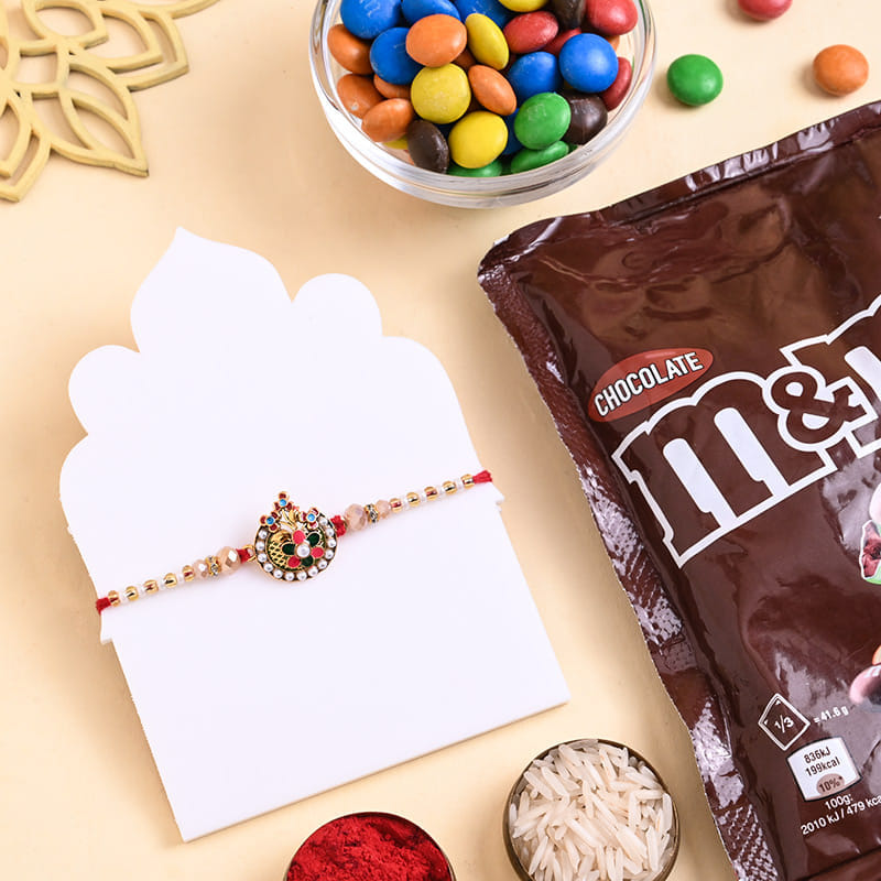 Colourful Floral Rakhi With Choco Treat