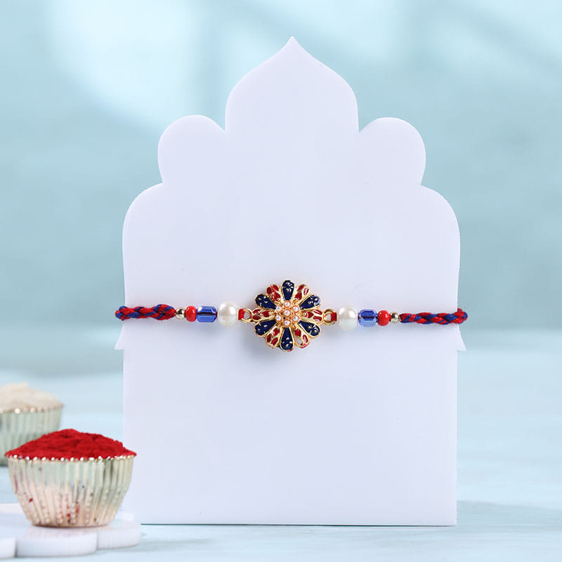 Colourful Floral Rakhi With Trail Mix N Cashews