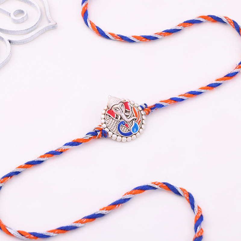 Colourful Ganesha Rakhi N Dry Fruit Mix