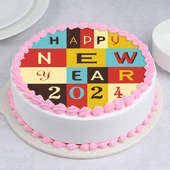 Colourful Happy New Year Poster Cake