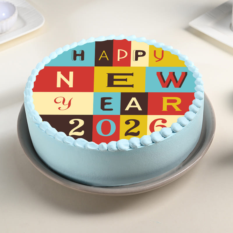 Colourful New Year Poster Cake