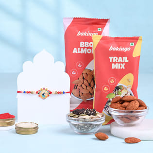 Colourful Peacock Rakhi N Gourmet Snacks