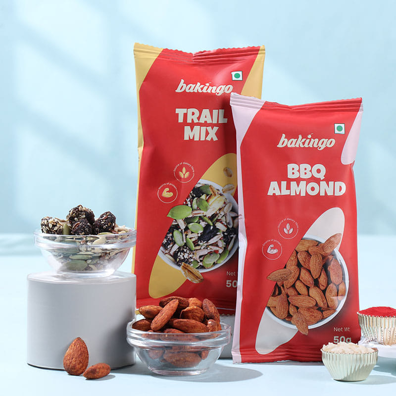 Colourful Peacock Rakhi N Gourmet Snacks-Overseas
