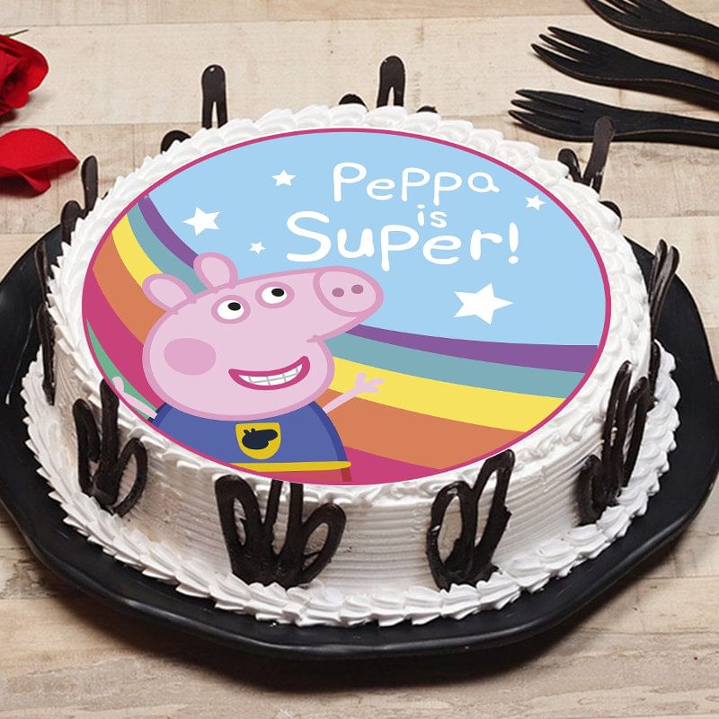 Order Colourful Peppa Cartoon Cake Online, Price | FlowerAura Order Colourful Peppa Cartoon Cake Online, Price | FlowerAura