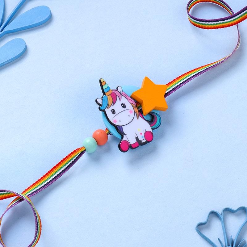 Colourful Unicorn Charm Kids Rakhi