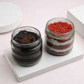 Combo Of Chocolate N Red Velvet Jar Cakes