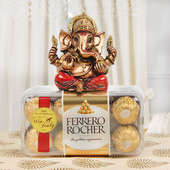Combo of Divine Blessing 16 Pc Ferror Rocher with Ganesha Idol