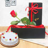 Combo Of Eternity - Single Red Rose with 500gm Pineapple Cake