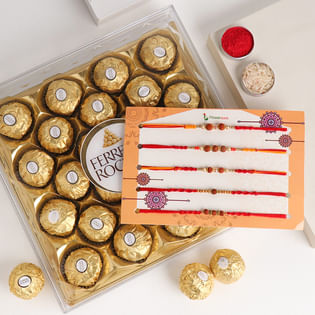 Rudraksh Set Of 5 Rakhis And Ferrero Gift Pack