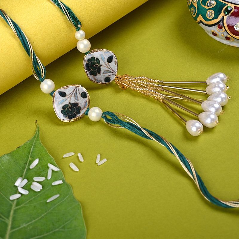 Contemporary Blue Rakhi Duo