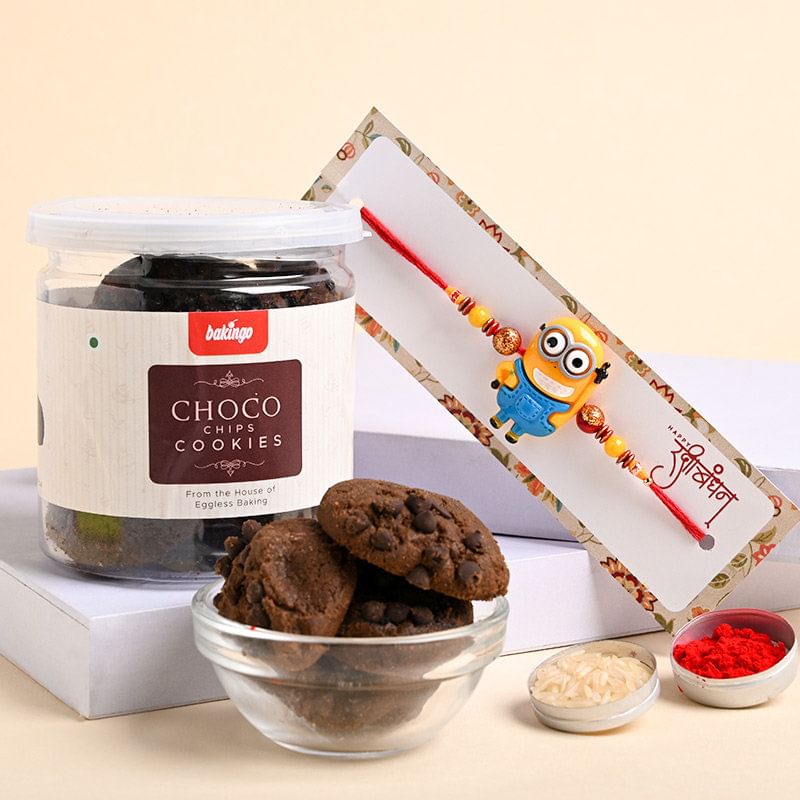 Buy Cartoon Rakhi online for Kids - Cookies With Minions Rakhi