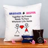 Rakhi with Printed Name Cushion and Keychain