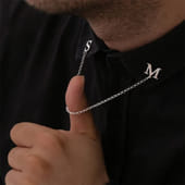 Couple Initials Personalised Chain Brooch