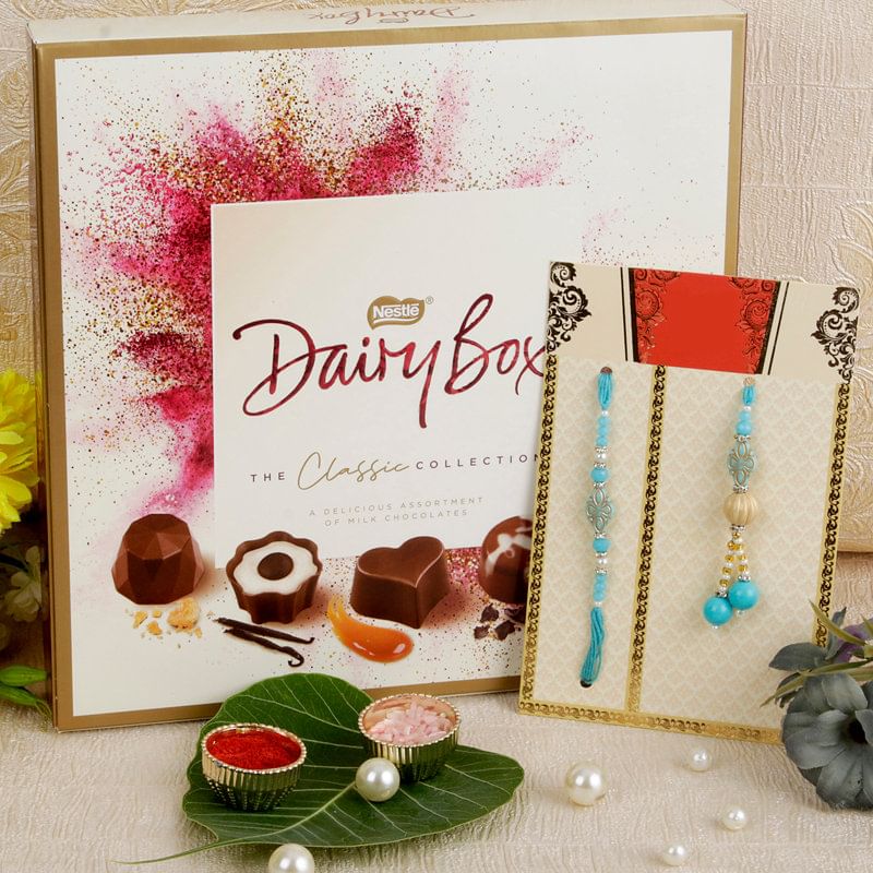 Couple Rakhi With Chocolate Box-UK