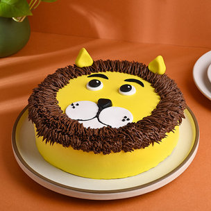 Creamy Cute Lion Theme Designer Cake