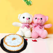 Creamy Soft Combo - Two 6 Inch Teddies with 500 gm Butterscotch Cake