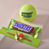 Cricket Theme Rakhi with Tennis Ball n Chocolate