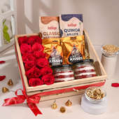 Crimson Blooms N Gourmet Delights Hamper