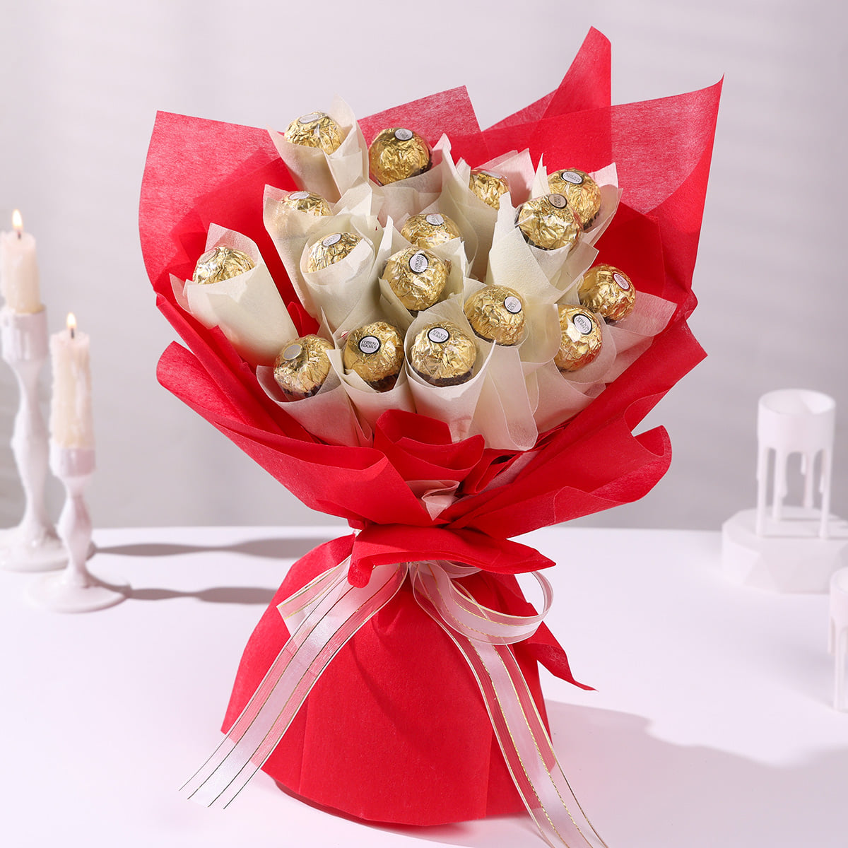 Crimson Bouquet of Ferrero Delights