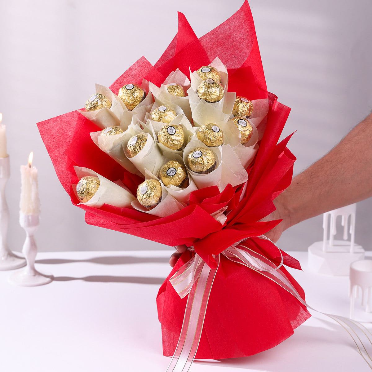 Crimson Bouquet of Ferrero Delights