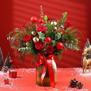 Crimson Christmas Rose Arrangement