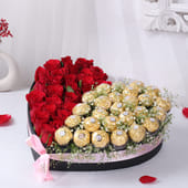 Crimson Red Roses N Ferrero Rocher Delight