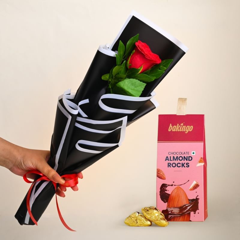 Crimson Rose N Gourmet Bites Combo