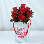 Crimson Roses Box For Sister