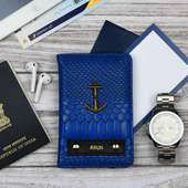 Croco Blue Passport Wallet gift for boyfriend