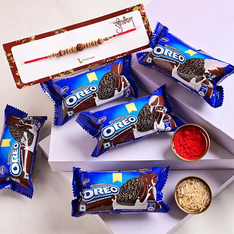 Crumbly Biscuits N Rudraksh Rakhi