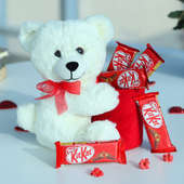 Teddy with Kit Kat Chocolate Combo Valentine Day Gift