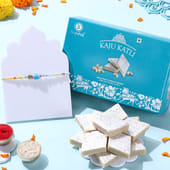 Crystal Beaded Rakhi With Kaju Katli
