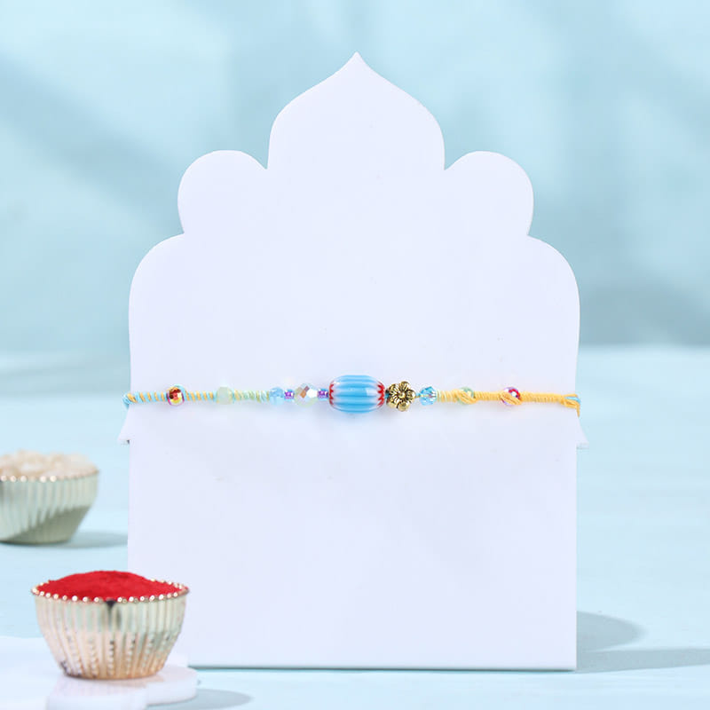 Crystal Beaded Rakhi With Kaju Katli