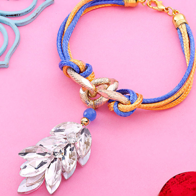 Crystal Charm Lumba Rakhi For Bhabhi