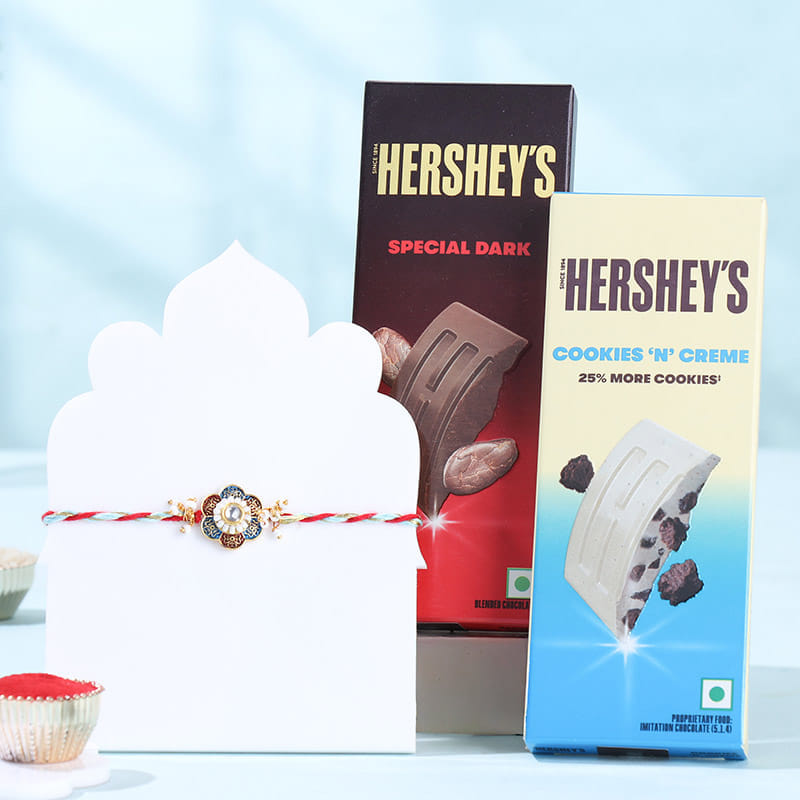 Crystal Flower Rakhi With Choco Bars