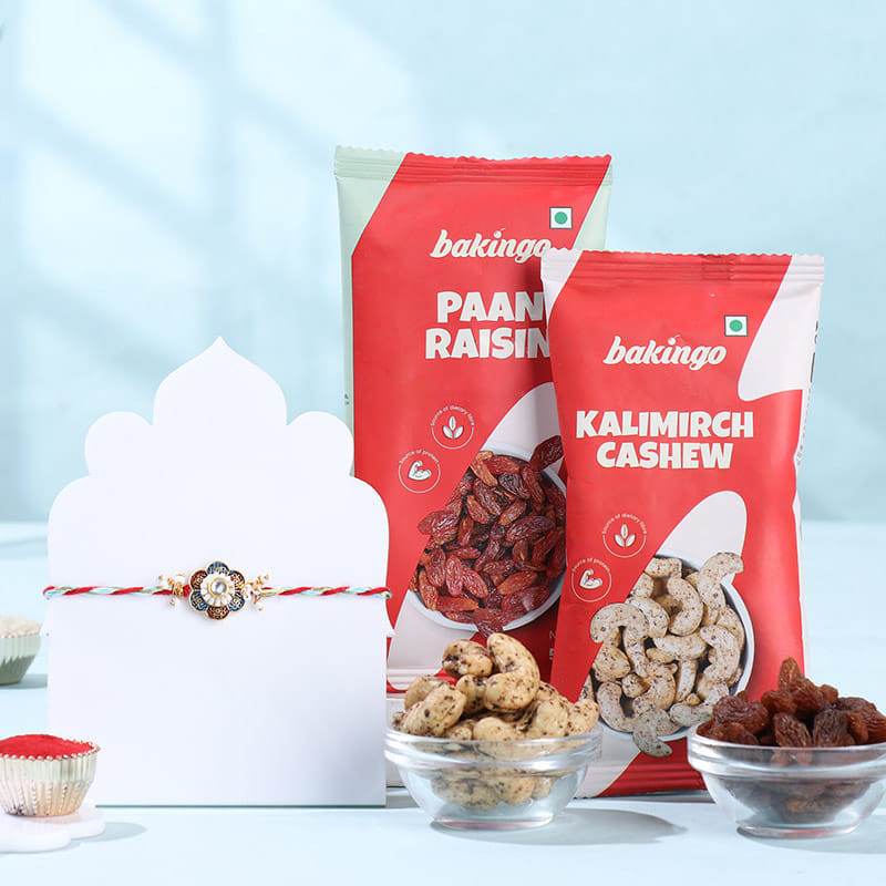 Crystal Flower Rakhi With Gourmet Treats
