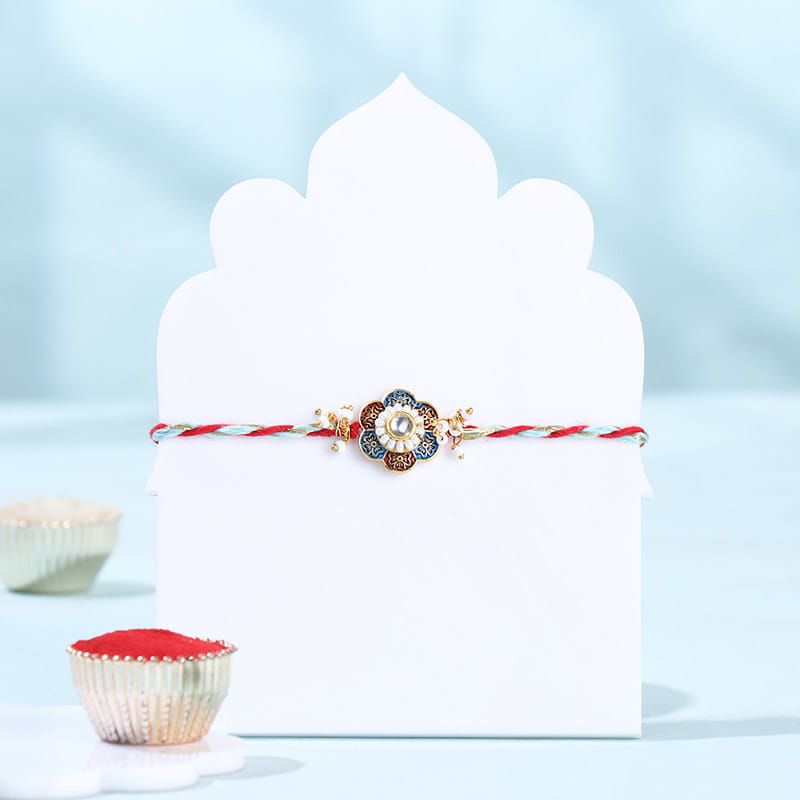 Crystal Flower Rakhi With Gourmet Treats