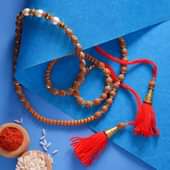 Close view of Crystal Pearl Bracelet Rakhi 