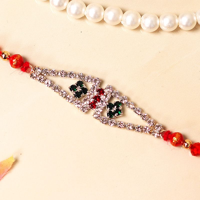 Crystal Rakhi - One Diamond Rakhi with Roli Chawal