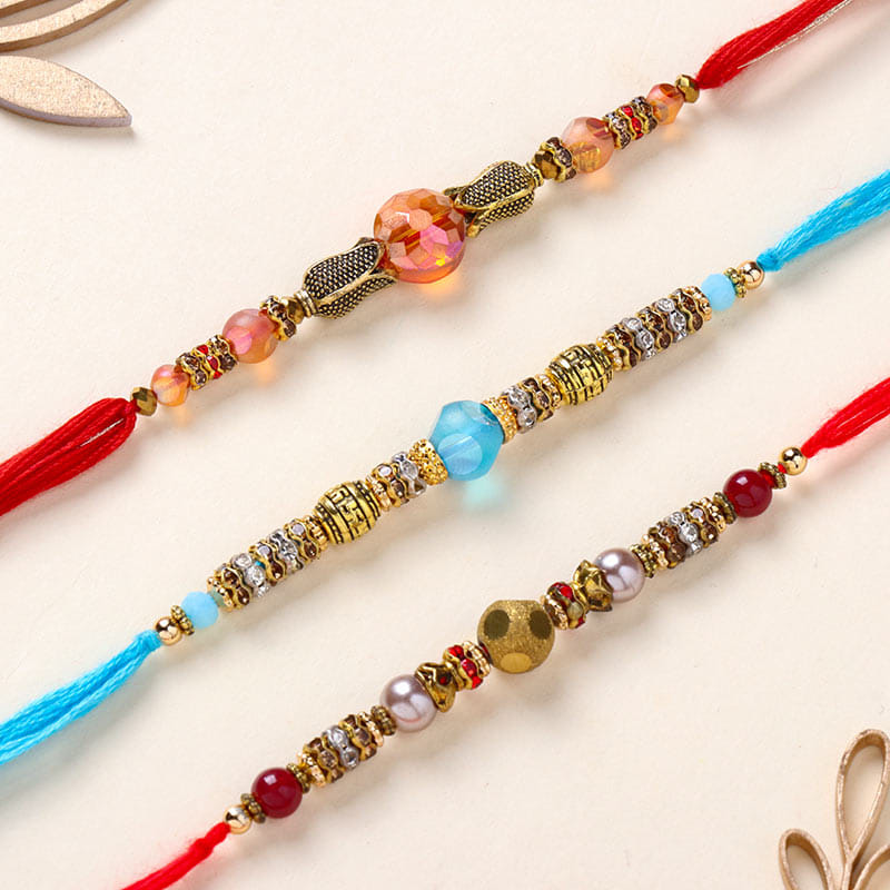 Crystal Work Rakhi Trio