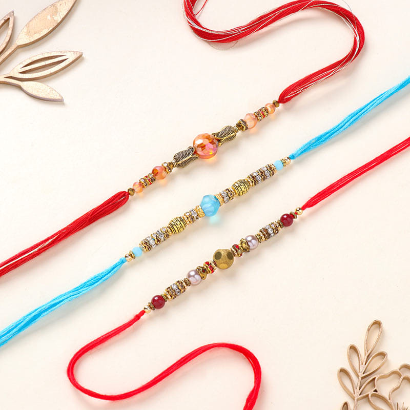 Crystal Work Rakhi Trio
