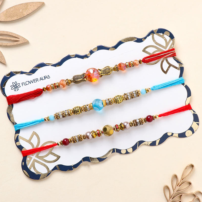 Crystal Work Rakhi Trio