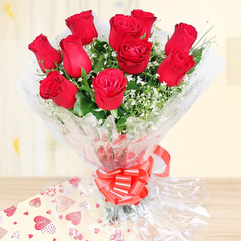 Bunch of 12 Red Roses - 1st Gift of Cuddly Choco Fantasy