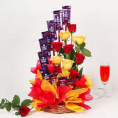 Dairy Milk and Roses Chocolate Bouquet