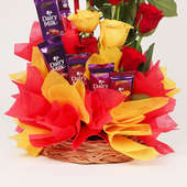 Cuddly Bouquet Of Cadburys:10 Mixed Roses and 10 Dairy Milks