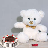 Cuddly Cake Combo - 12 Inch Teddy with 500gm Black Forest Cake