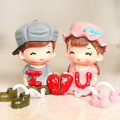 sitting pose of Front view of Love Couple Doll gift for girlfriend