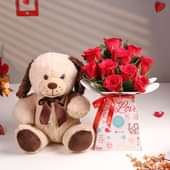 Cuddly Paws N Red Roses Love Box