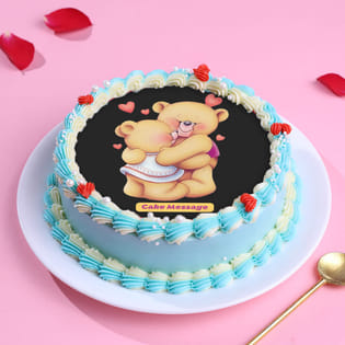 Cuddly Teddy Hugs Valentine Cake