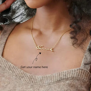 Cursive Name Gold Tone Necklace